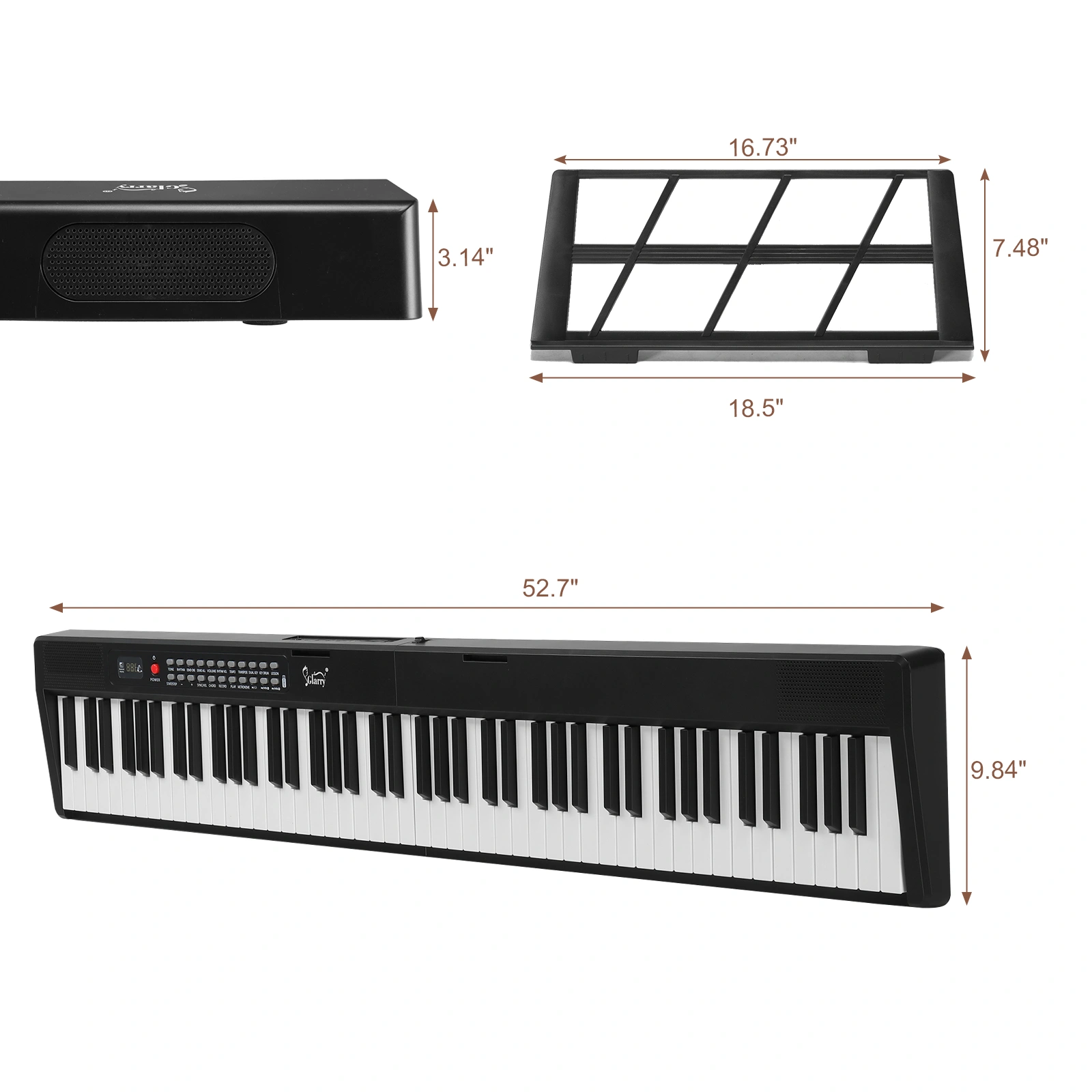 GPP-106 88 Key Folding Piano, Semi-Weighted Digital Keyboard, MIDI Bluetooth, Includes Handbag & Headphones, Black view 3
