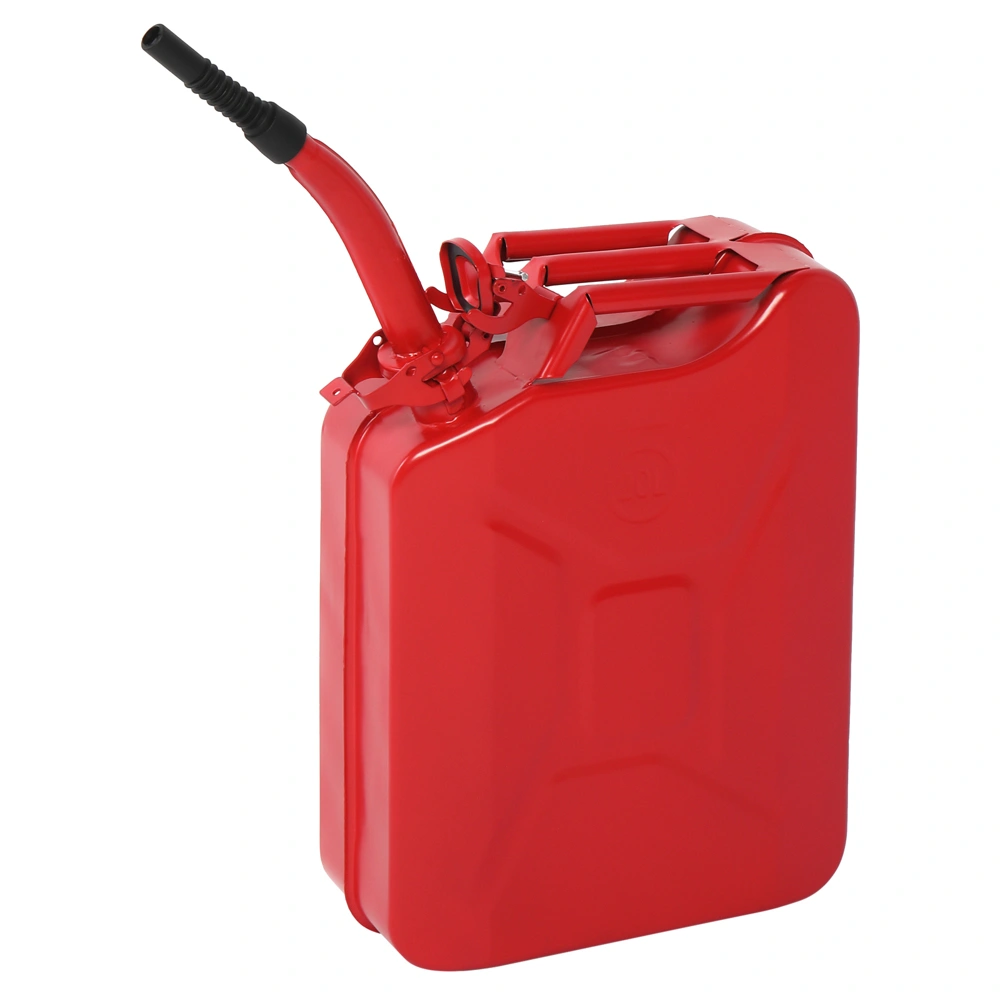 20L Red Gasoline Can, US Standard Cold-Rolled Steel Fuel Container with Spout, Diesel Jerrycan