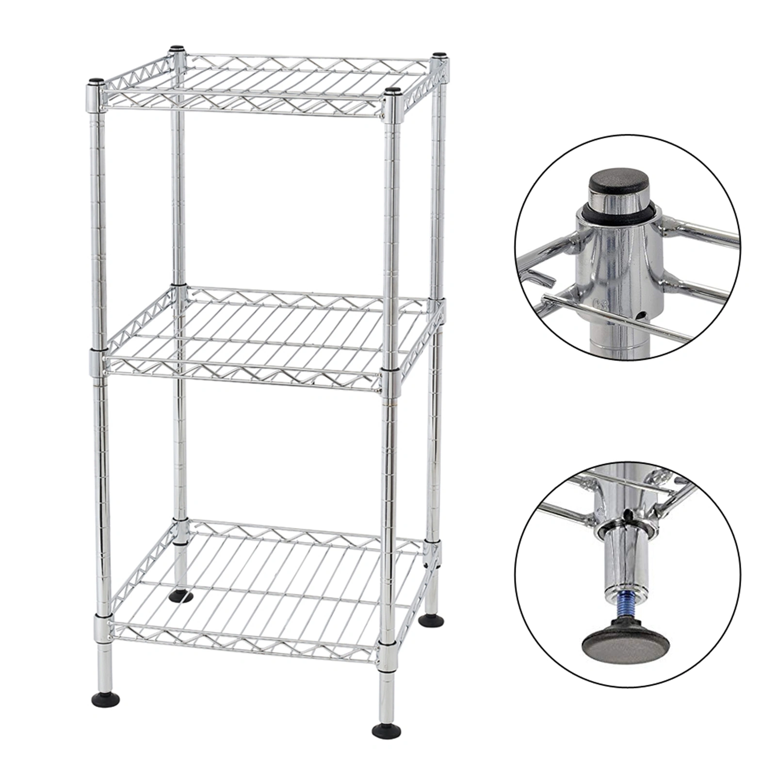3-Tier Steel Wire Shelving Tower view 3