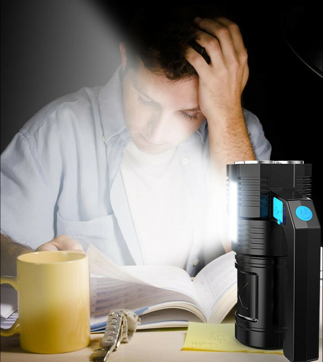 USB Rechargeable Handheld LED Flashlight Outdoor Spotlight Searchlight Work Light (US Logistics For USPS/DHL/Fedex/UPS. No designated logistics accepted,TK/TMEU only For self-pickup) view 7