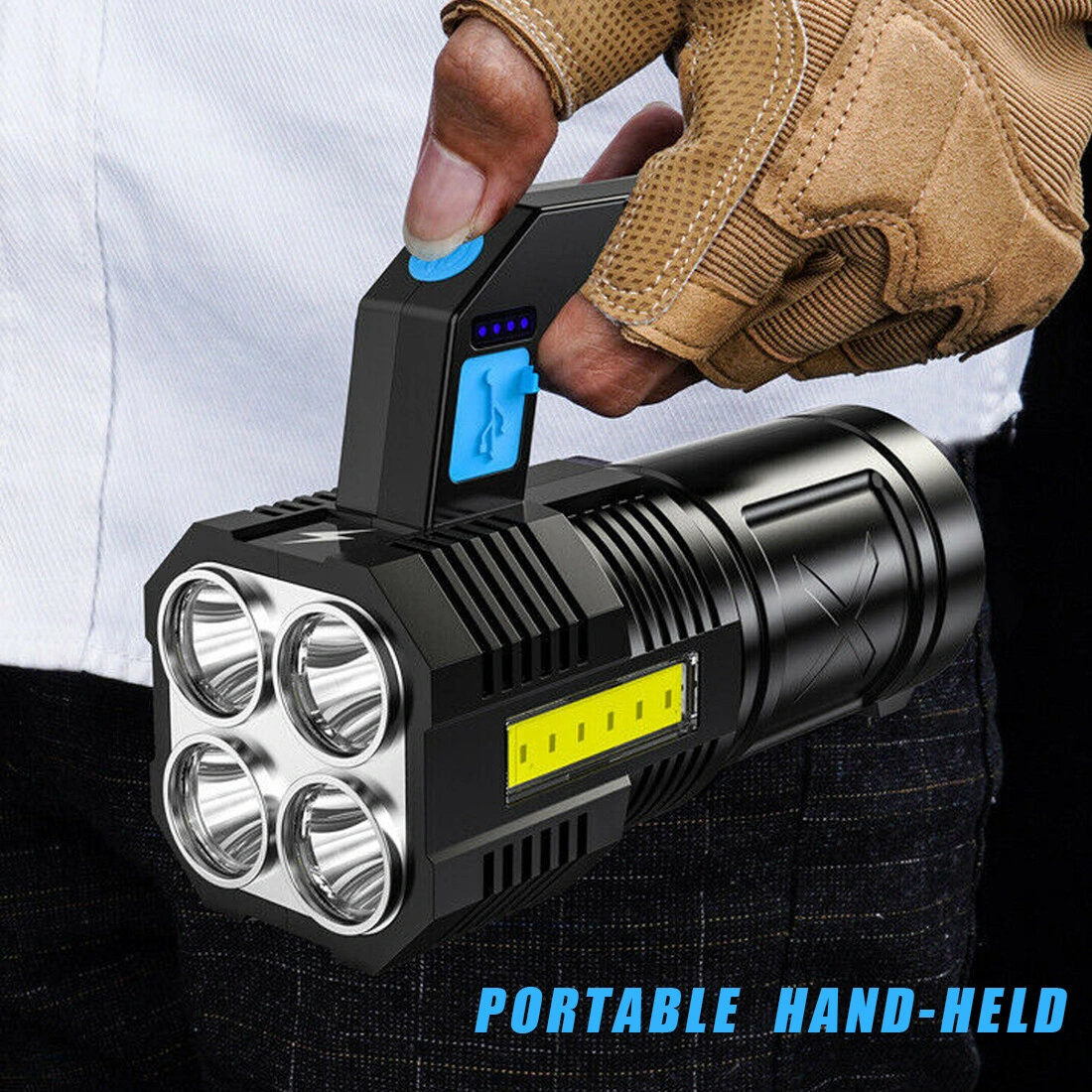 USB Rechargeable Handheld LED Flashlight Outdoor Spotlight Searchlight Work Light (US Logistics For USPS/DHL/Fedex/UPS. No designated logistics accepted,TK/TMEU only For self-pickup) view 8