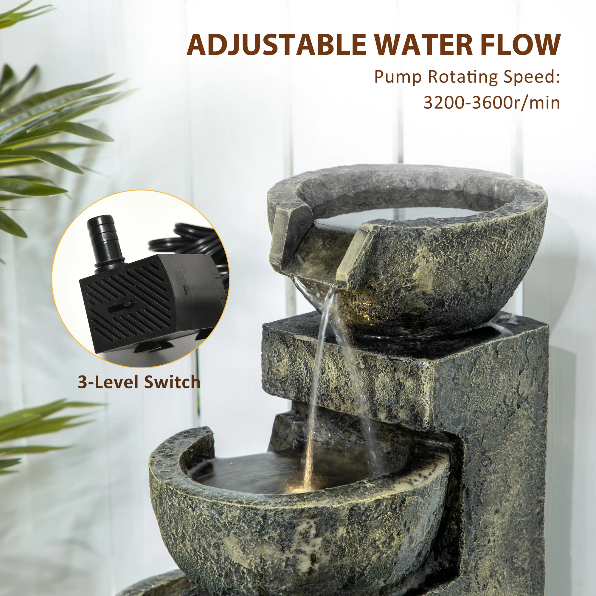 Outdoor Water Fountain for Fish Tank Pond Garden Decoration LED Light, Prohibited by WalMart view 3