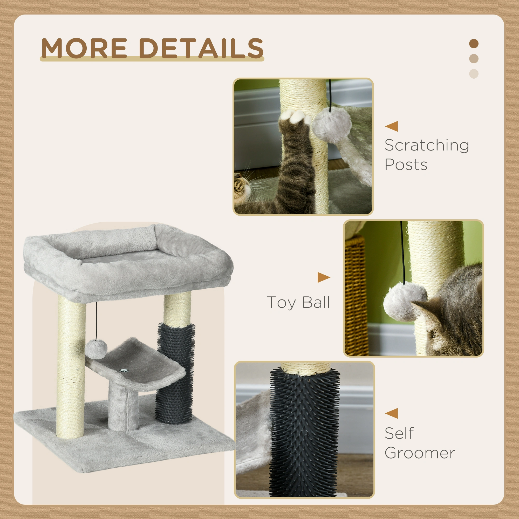 Cat Tree Condo Tower with Sisal Scratching Post, Multiple Levels & Cozy Hideaway for Kittens and Cats view 2