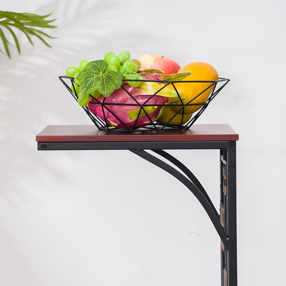 C-Shaped End Table 30.5x21x54cm with Gravel Pattern Brown Top & Black Powder-Coated Base view 13