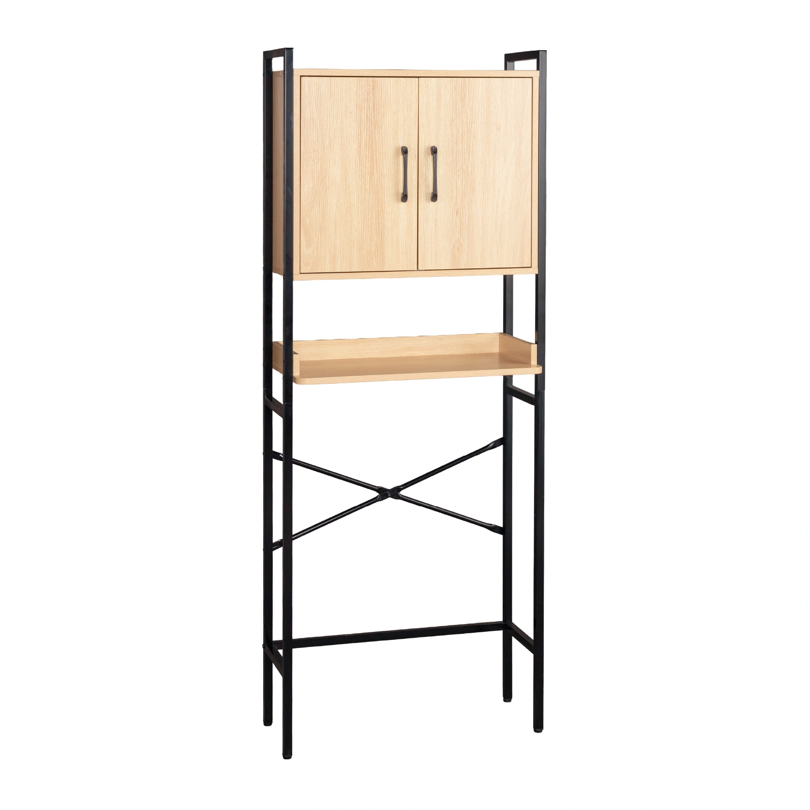 Wood grain embossed design, MDF melamine veneer with square tubing, 64.5*30*171cm, double doors, one shelf, toilet cabinet view 12