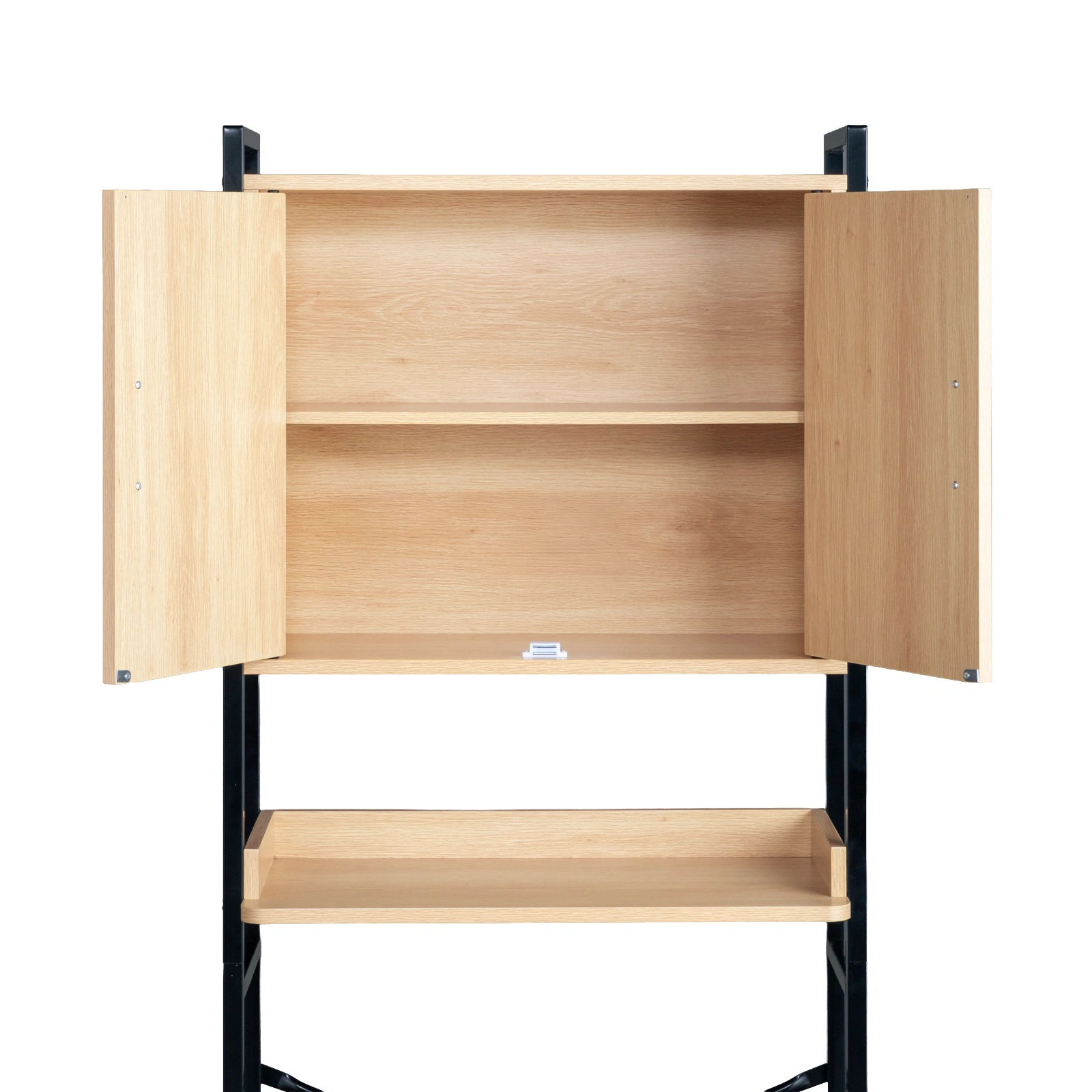 Wood grain embossed design, MDF melamine veneer with square tubing, 64.5*30*171cm, double doors, one shelf, toilet cabinet view 14