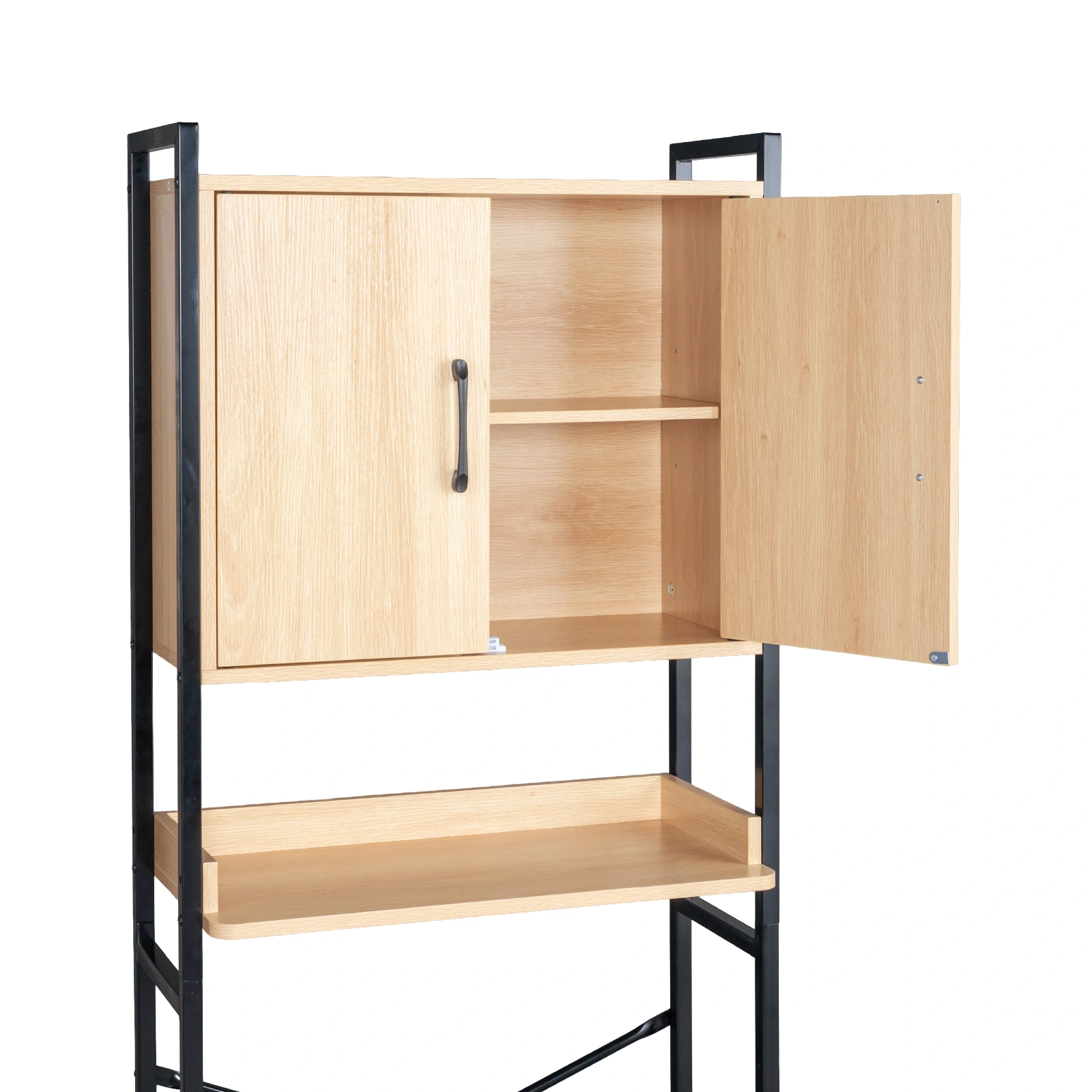 Wood grain embossed design, MDF melamine veneer with square tubing, 64.5*30*171cm, double doors, one shelf, toilet cabinet view 15