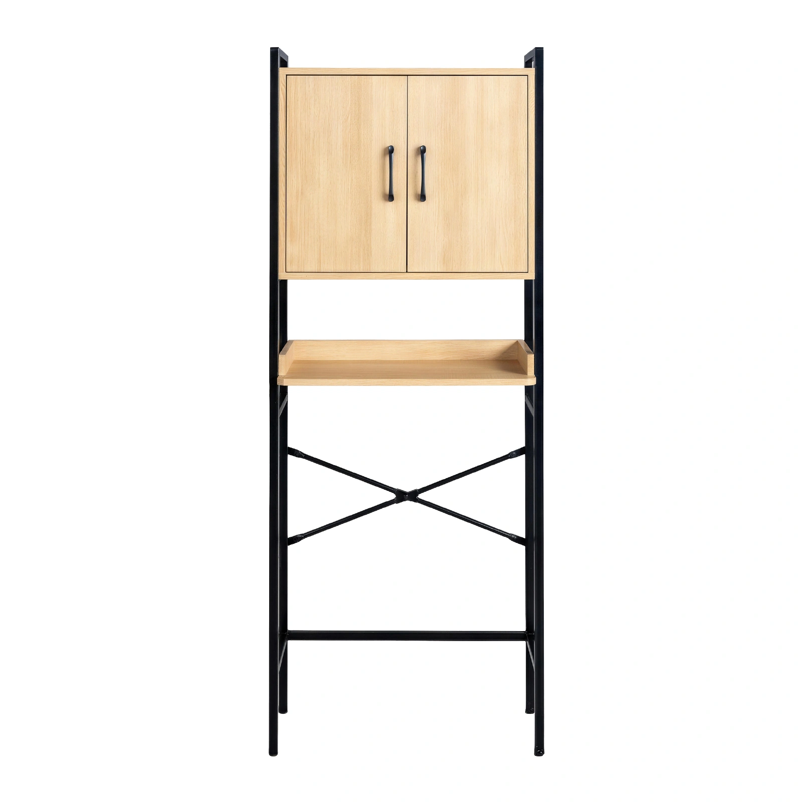 Wood grain embossed design, MDF melamine veneer with square tubing, 64.5*30*171cm, double doors, one shelf, toilet cabinet view 17