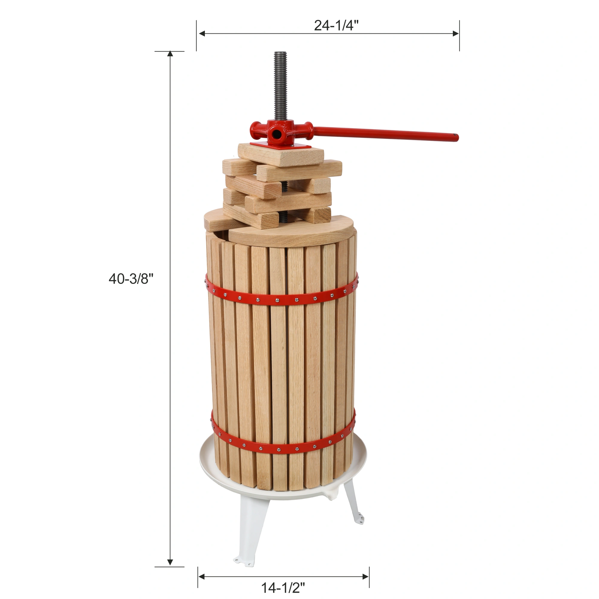 Fruit Wine Press - 100% Nature Apple&Grape&Berries Crusher Manual Juice Maker for Kitchen, Solid Wood Basket with 8 Blocks Cider Heavy Duty Wine Making Press (7.9 Gallon) view 2