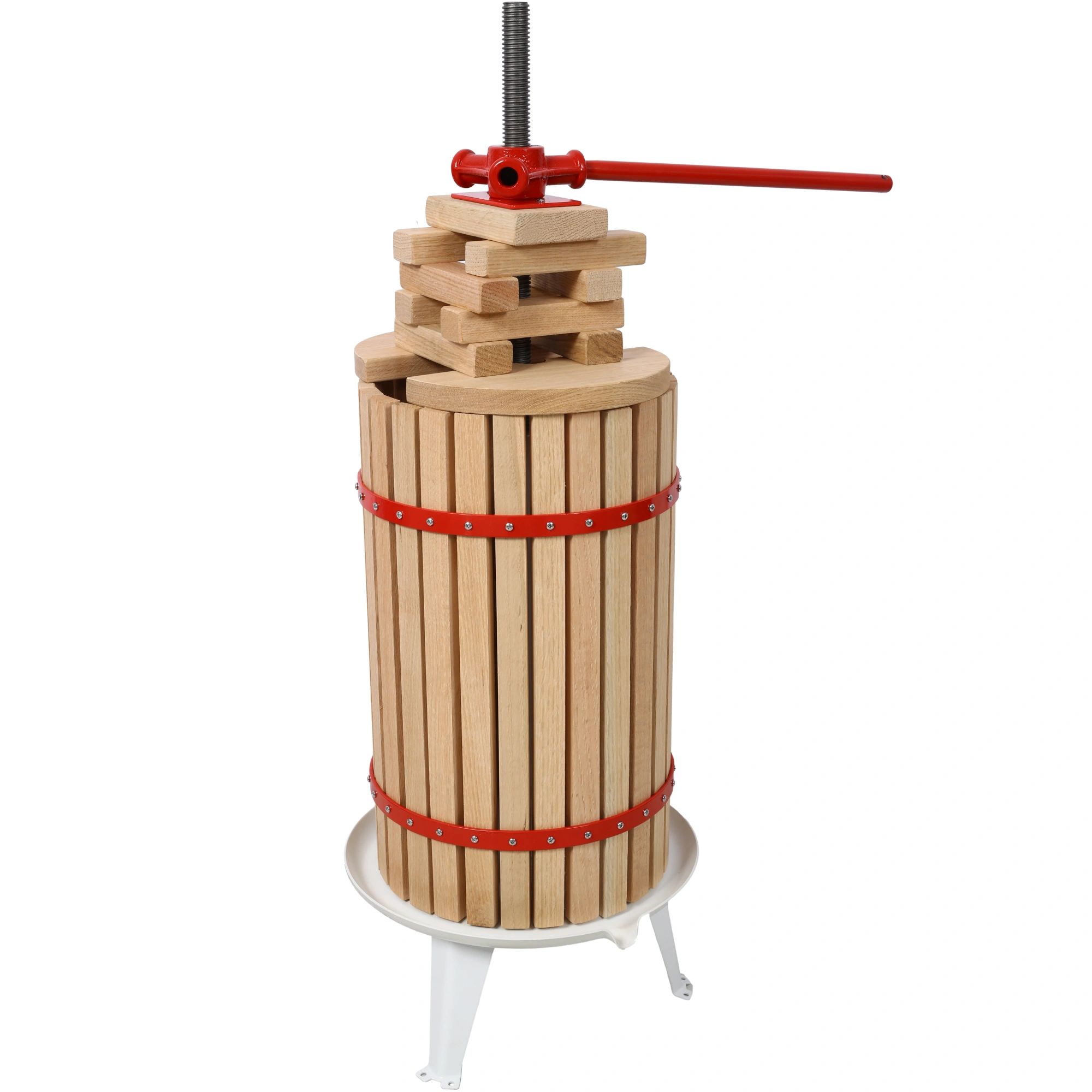 Fruit Wine Press - 100% Nature Apple&Grape&Berries Crusher Manual Juice Maker for Kitchen, Solid Wood Basket with 8 Blocks Cider Heavy Duty Wine Making Press (7.9 Gallon) view 3