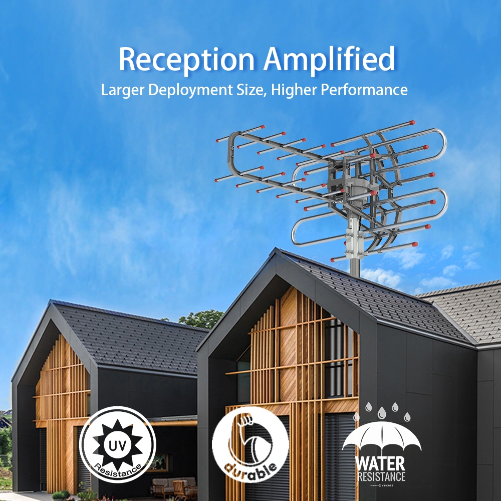Leadzm TA-851B Dual Frequency 350° Rotation UV Antenna 45-860MHz 22-28dB Gain Silver Gray view 10