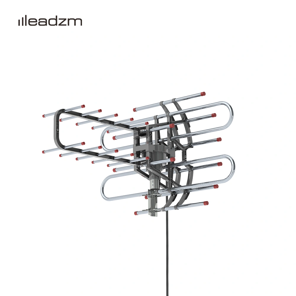 Leadzm TA-851B Dual Frequency 350° Rotation UV Antenna 45-860MHz 22-28dB Gain Silver Gray view 2