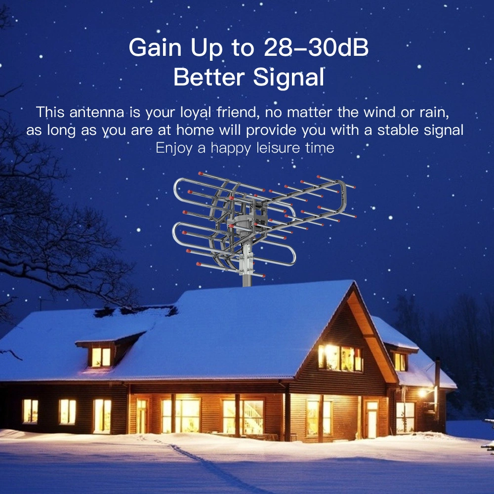 Leadzm TA-851B Dual Frequency 350° Rotation UV Antenna 45-860MHz 22-28dB Gain Silver Gray view 4