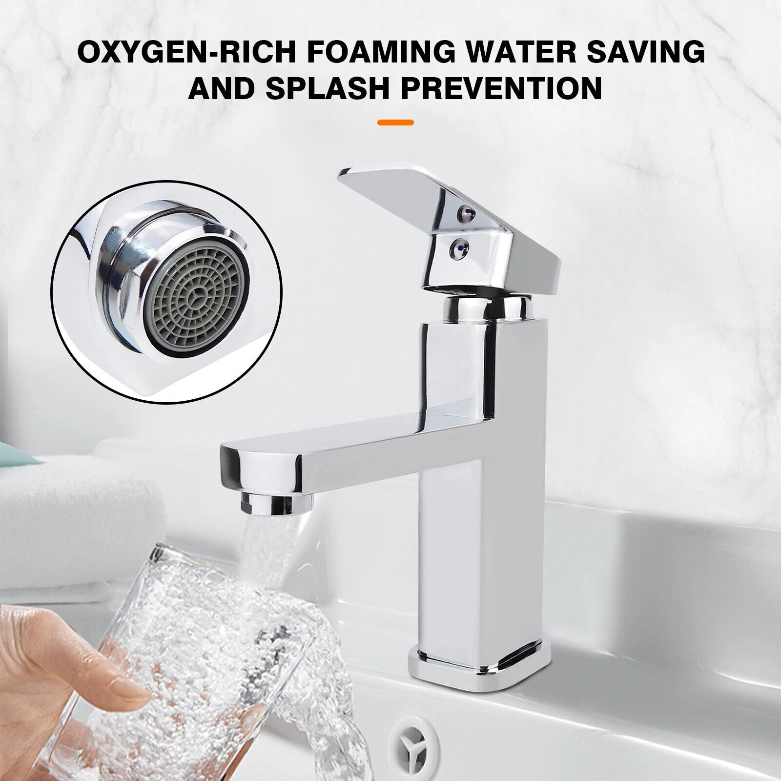Waterfall Basin Mixer Tap Chrome Single Lever Bathroom Sink Faucet with Waste Set view 2