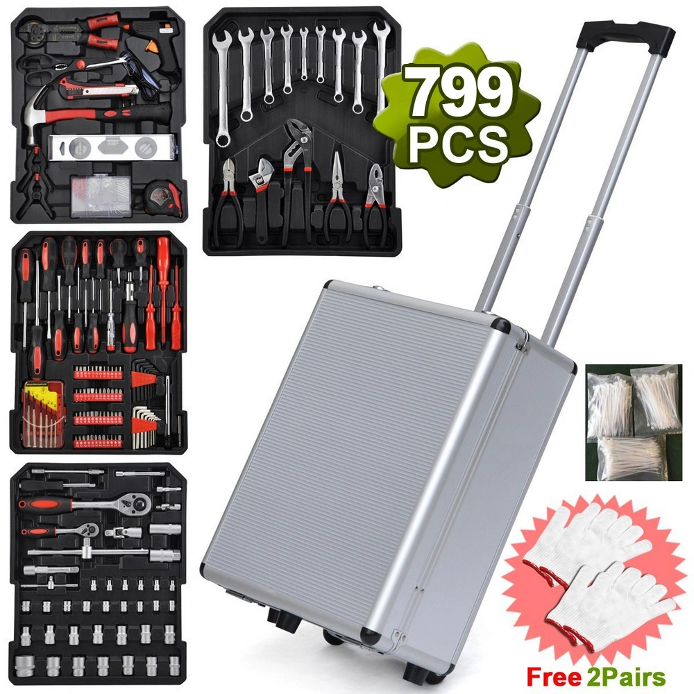799pcs Aluminum Trolley Case Tool Set Silver view 2