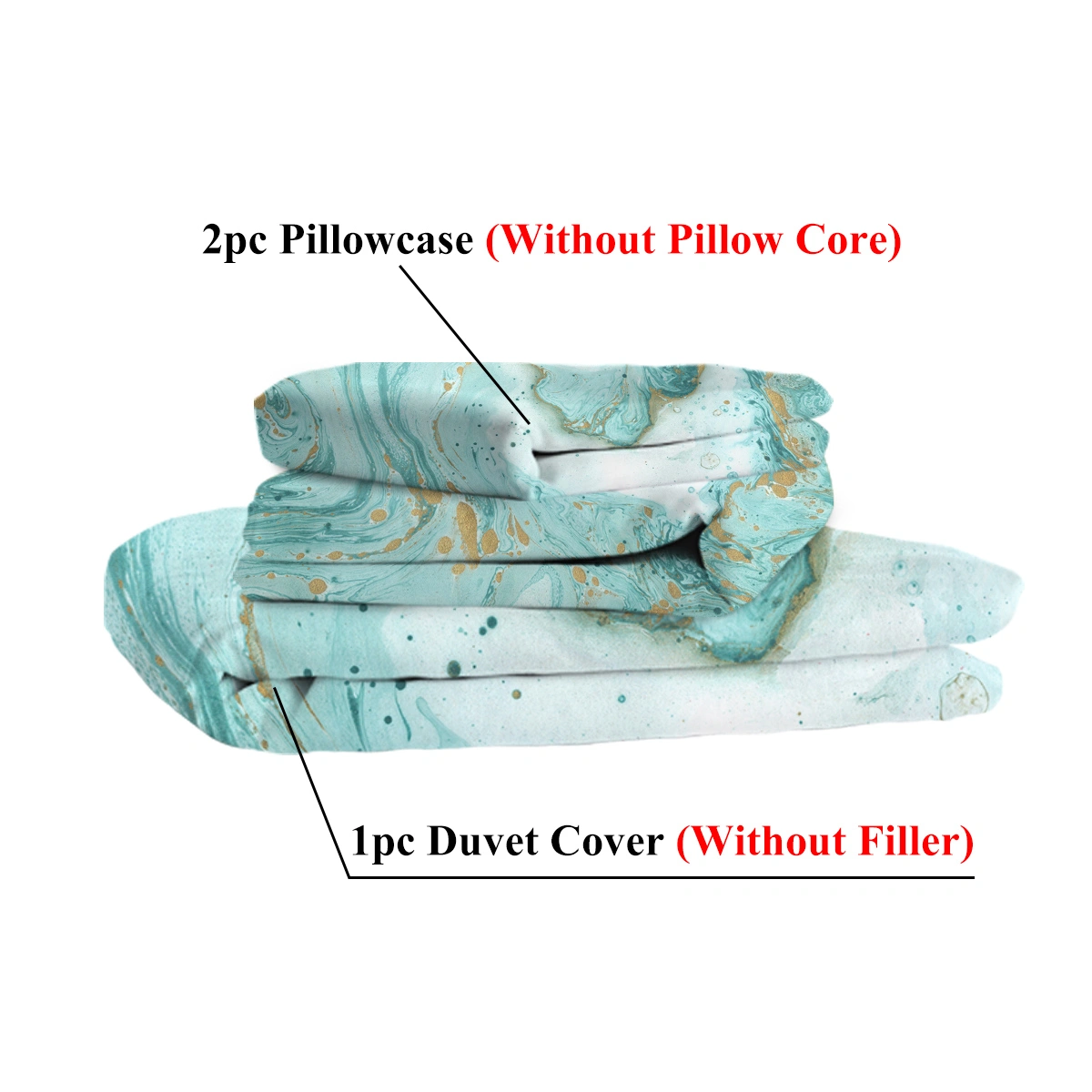 Chic Girly Marble Duvet Cover Double Mint Gold Glitter Turquoise Aqua Teal Blue Abstract Comforter Set view 5