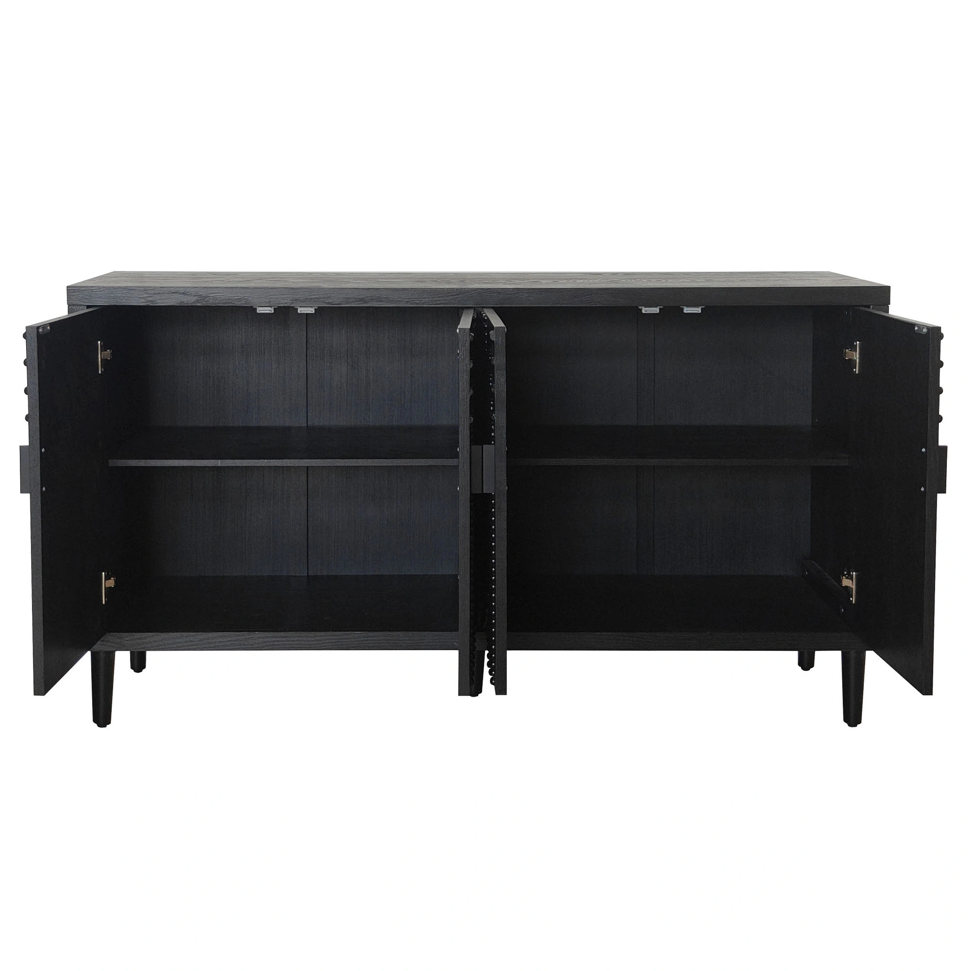 Modern Black Sideboard Cabinet with Nailhead Accents, Stylish Storage Buffet for Dining Room & Living Room view 5