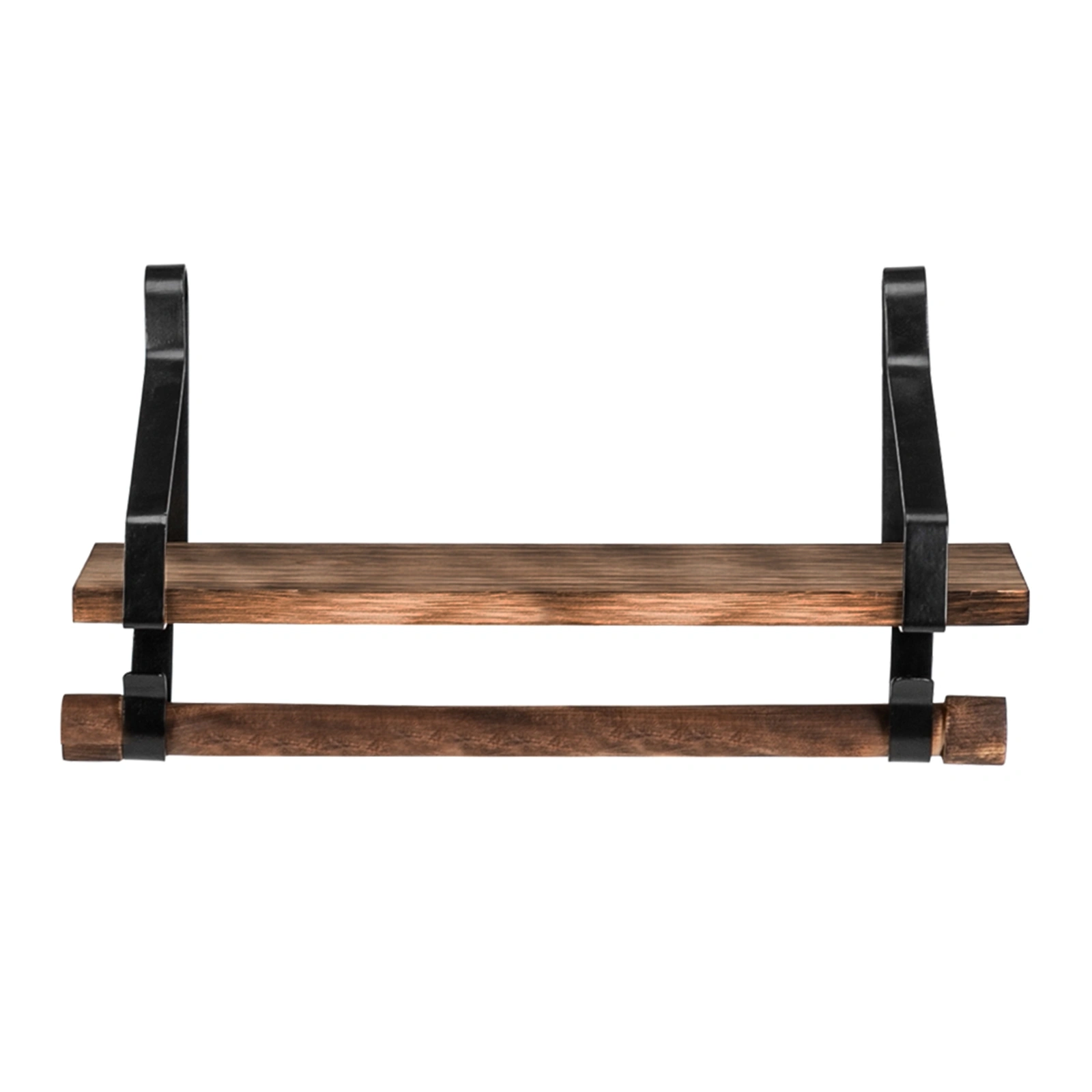 Floating Shelf Wall Shelf Rustic Wood Kitchen Spice Rack Towel Bar 8 Hooks view 3