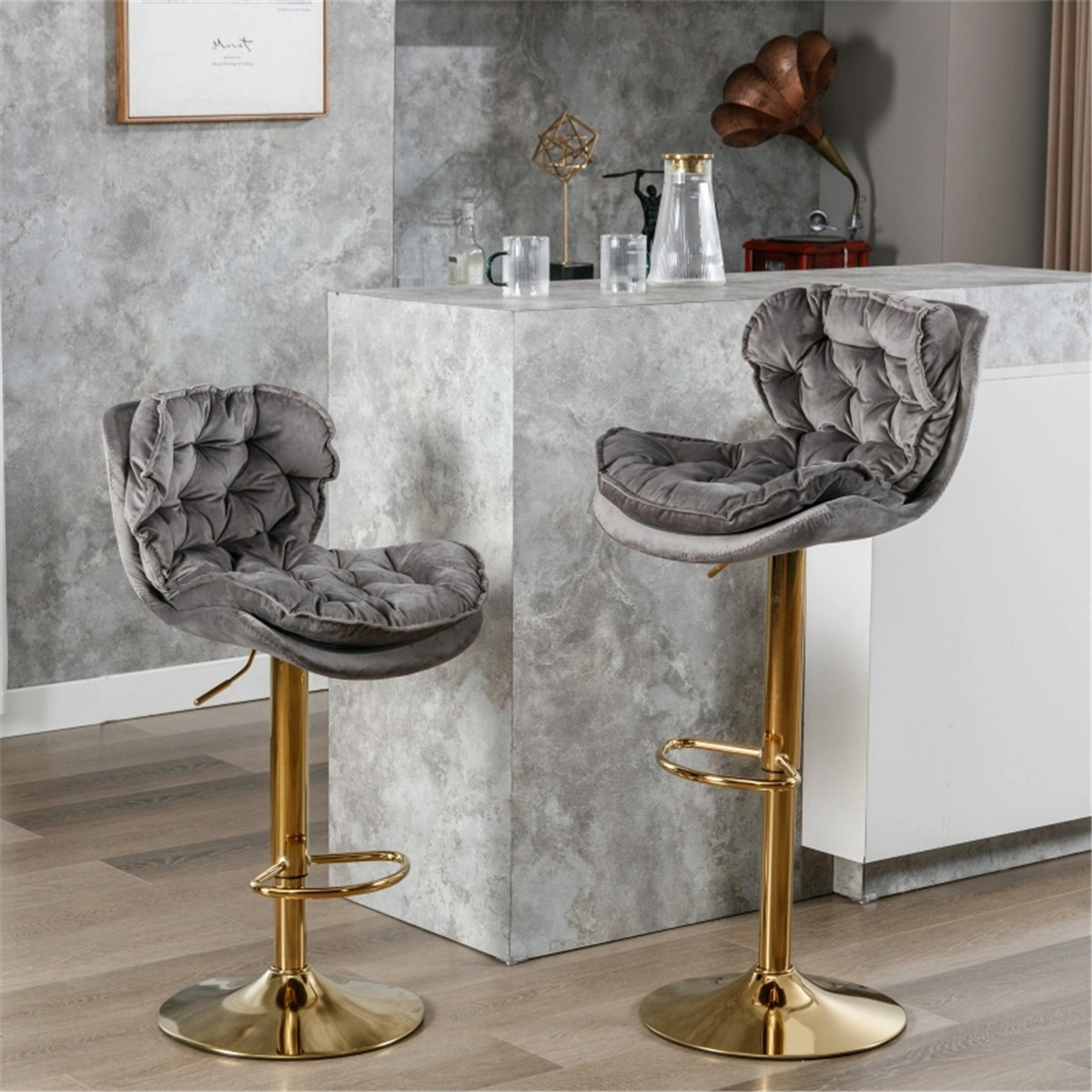 Modern Bar Stool Set of 2, Backless Dining Chair for Kitchen Island, Office Chair, Swivel Seat Home Furniture