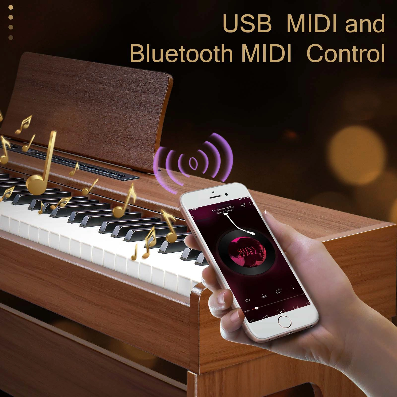 GDP-104 88 Keys Full Weighted Digital Piano with Furniture Stand Power Adapter Triple Pedals Headphones Black Walnut All Levels view 2
