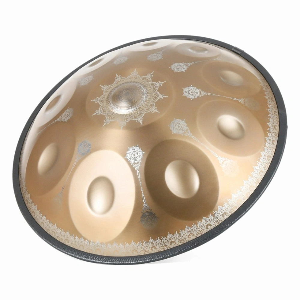 10 Note Mandala Handpan Drum, Gold Steel Percussion Instrument, Decorative Hanger Drum for Home Office & Meditation view 2