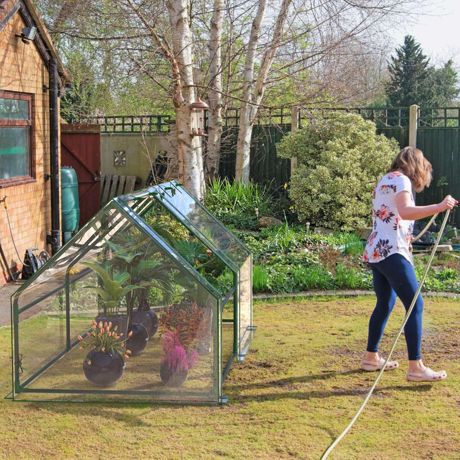 70.86*33.46*37.4 in Portable Mini Greenhouse With Roll-Up Zipper Doors Waterproof UV-Resistant PVC Cover Hot House For Indoor Outdoor Garden Patio Backyard view 2