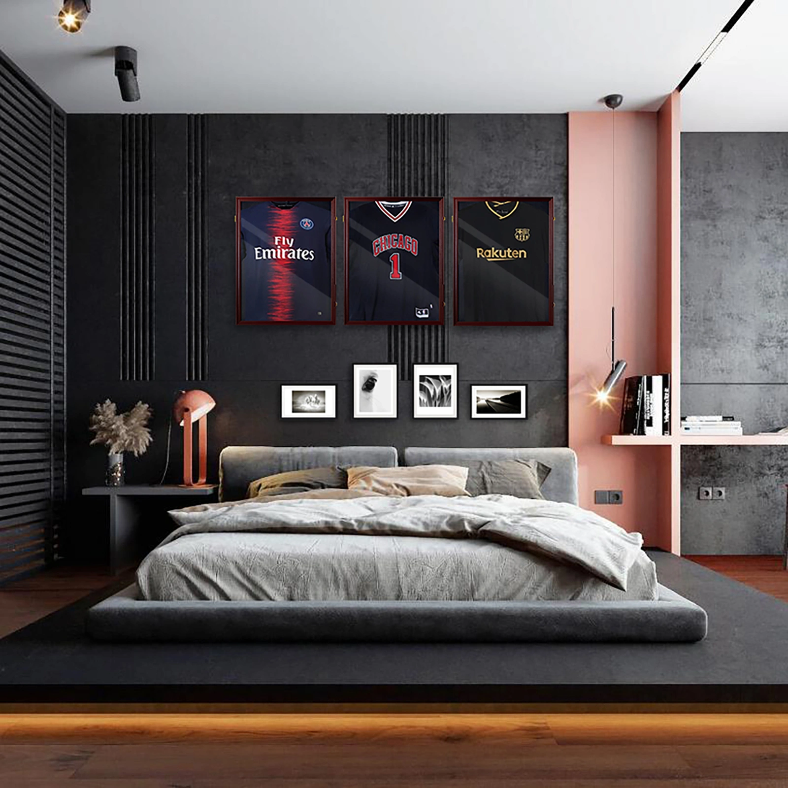 Shirt Display Frame With UV Resistant Acrylic and Hanger, Wall Mounted Baseball Basketball Football Hockey Shirt Display Frame Brown view 2