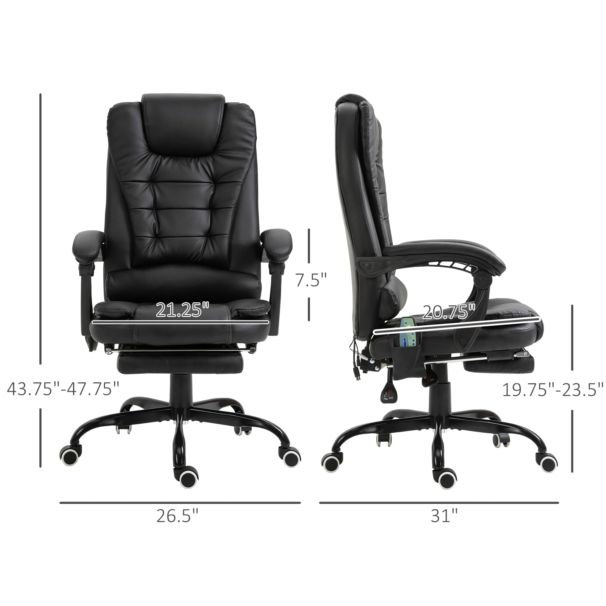 Massage Office Chair Ergonomic High Back Executive Swivel Chair with Lumbar Support & Headrest view 2