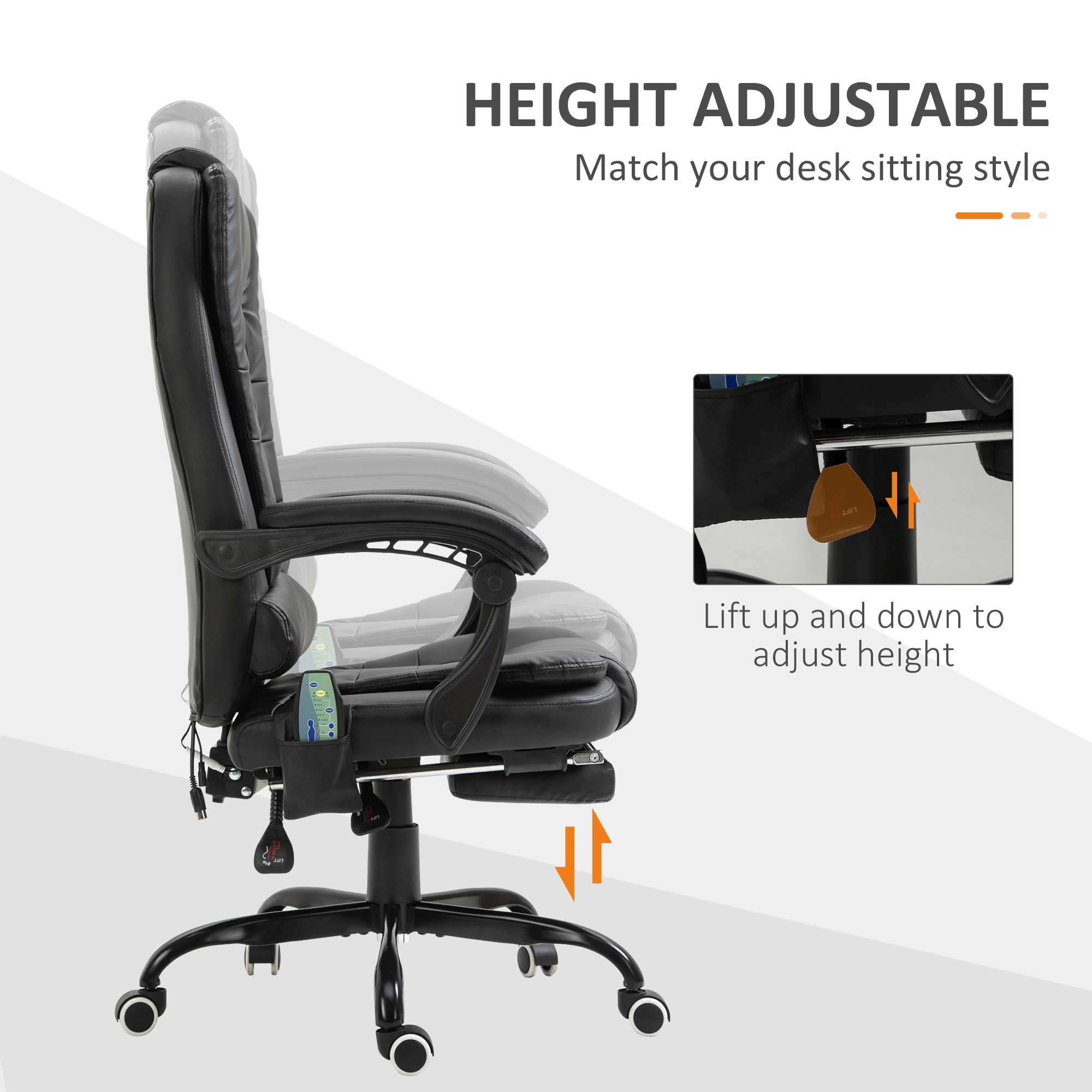 Massage Office Chair Ergonomic High Back Executive Swivel Chair with Lumbar Support & Headrest view 5