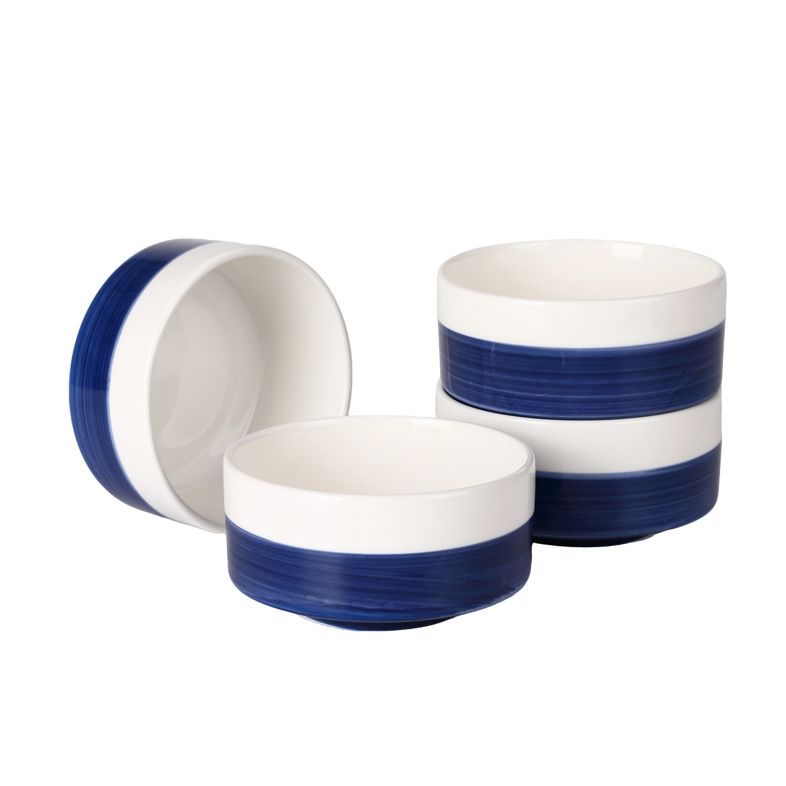 10 OZ WhiteBule Ceramic Bowls Set of 4 - Cereal Bowl,Soup Bowls for Kitchen, Ramen Bowl, Microwave Safe for Oatmeal, Fruit,Salad and Rice Bowl - Dishwasher & Microwave Safe view 7