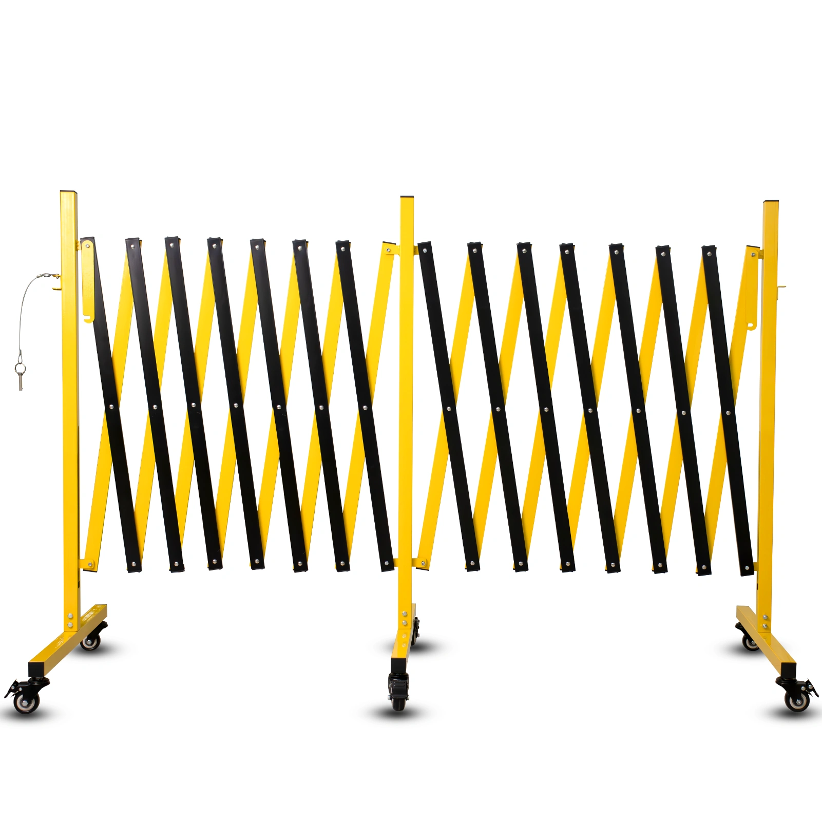 Metal Expandable Barricade 7m Retractable Fence Outdoor Mobile Safety Barrier Gate with Casters Collapsible Accordion Barricade Gate