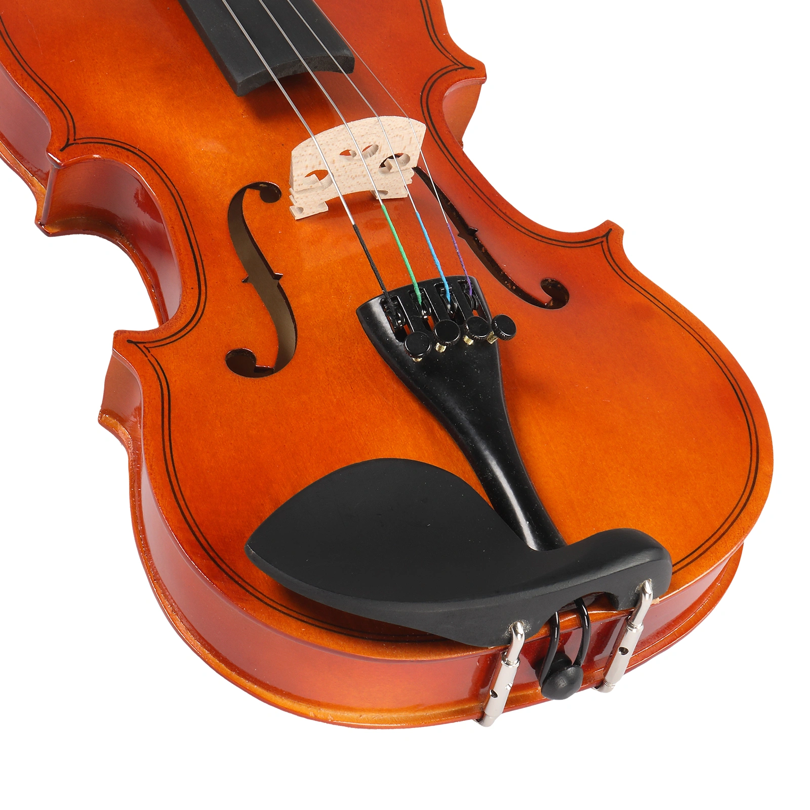 GV100 4/4 Acoustic Violin Case Bow Rosin Strings Tuner Shoulder Rest Natural view 9