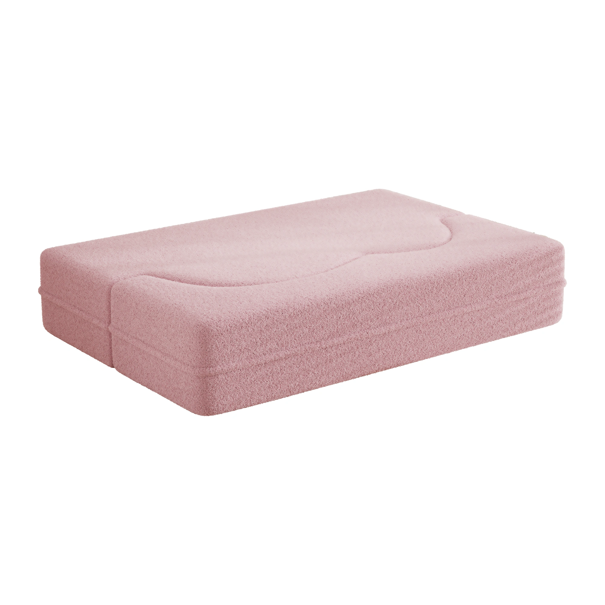 Modern Pink Floor Sofa Bed, Convertible Sherpa Fleece with 2 Pillows, 15" Full Size Folding Mattress, No Assembly, Living Room Playroom view 12
