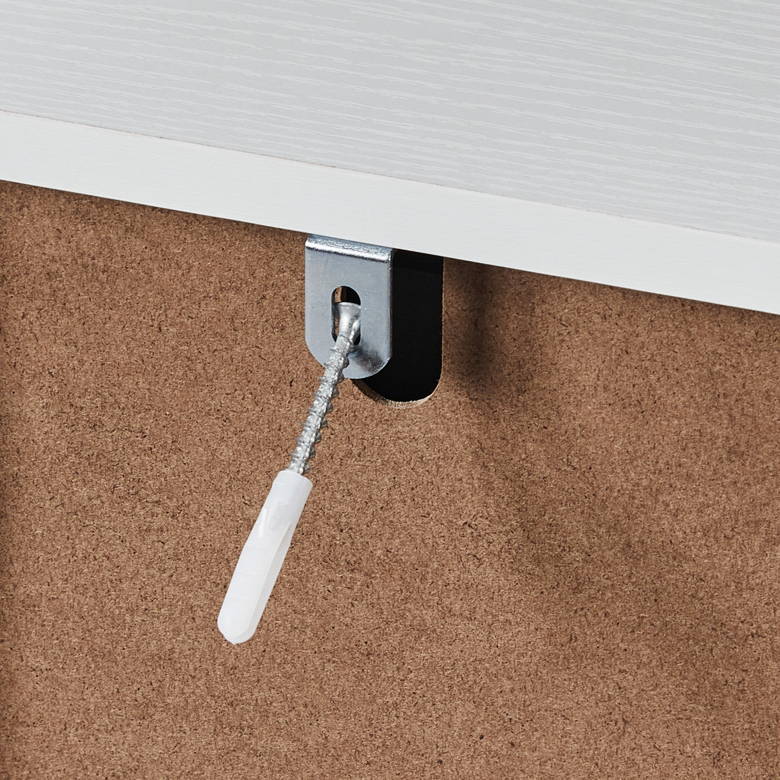 Handleless Grille-Finished 3-Drawer Bedside Table P2 Particleboard + MDF & Melamine Veneer + Thermoformed Drawer Dresser 23.62*12.99*22.05in White view 10
