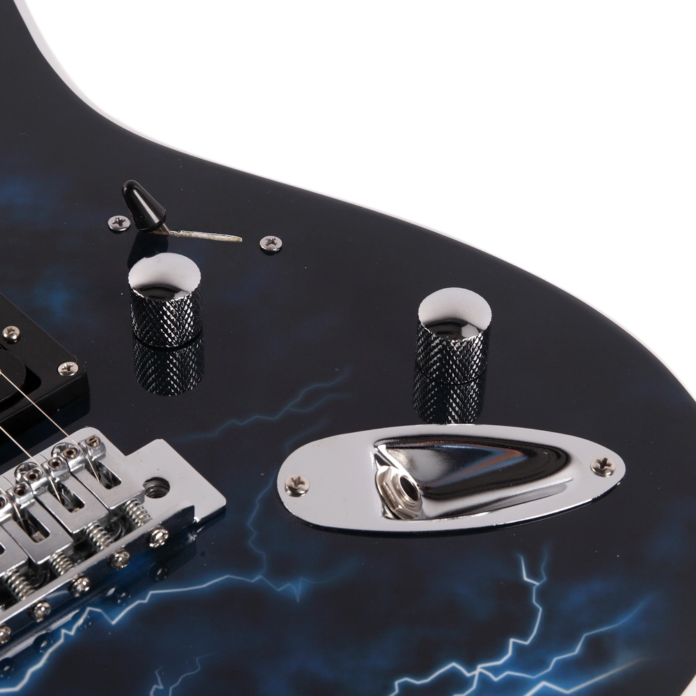 Lightning Style Electric Guitar with Power Cord/Strap/Bag/Plectrums Black & White view 14