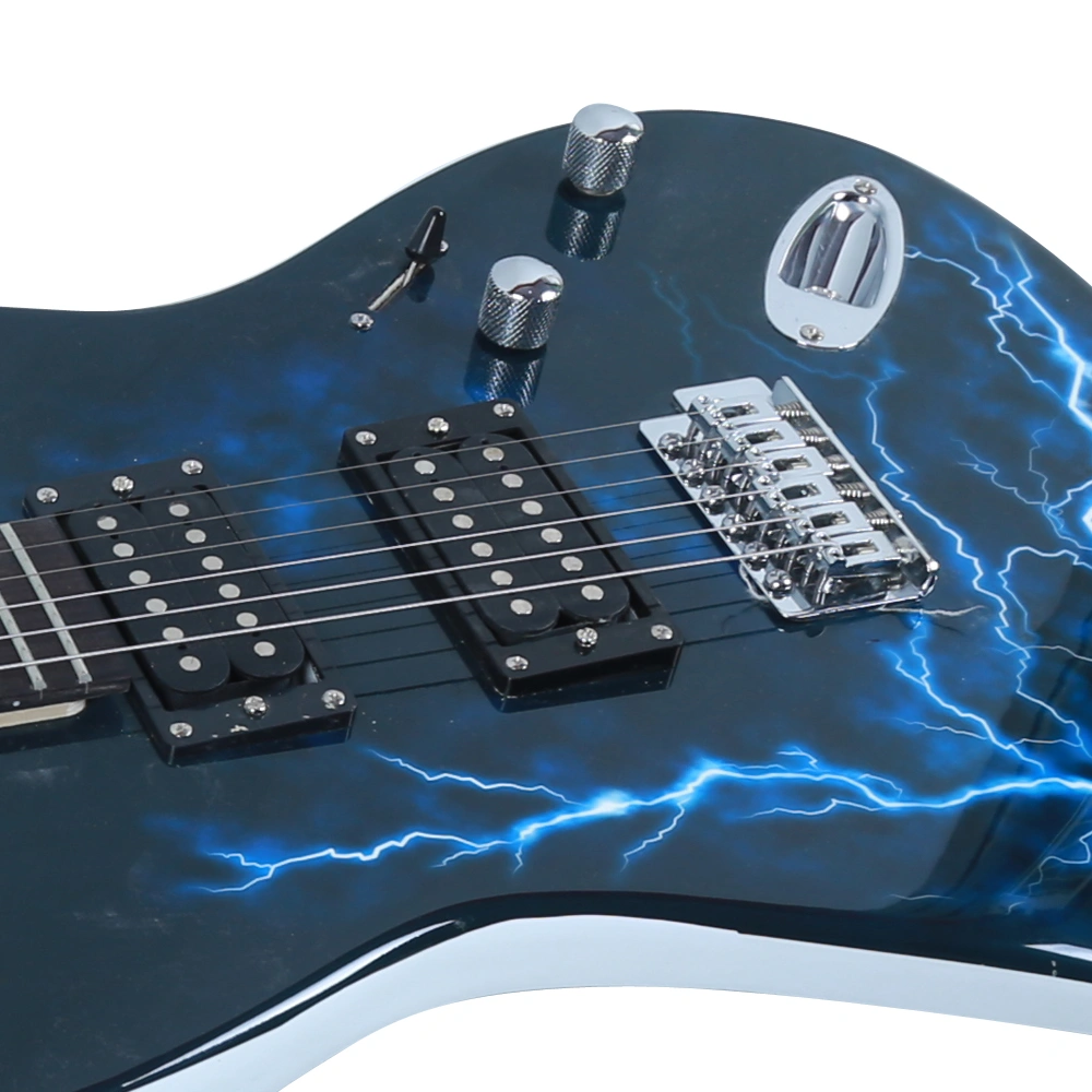 Lightning Style Electric Guitar with Power Cord/Strap/Bag/Plectrums Black & White view 15