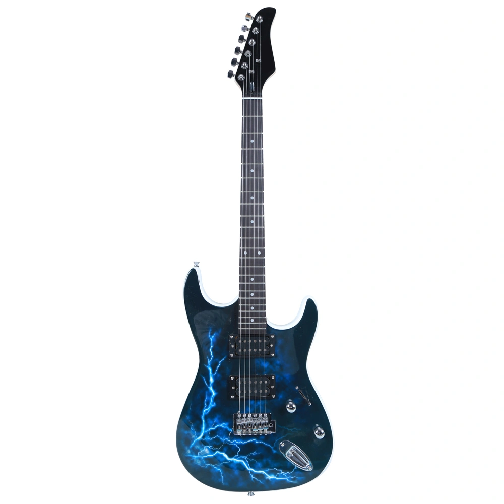 Lightning Style Electric Guitar with Power Cord/Strap/Bag/Plectrums Black & White view 2