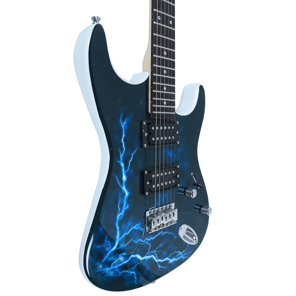 Lightning Style Electric Guitar with Power Cord/Strap/Bag/Plectrums Black & White view 7
