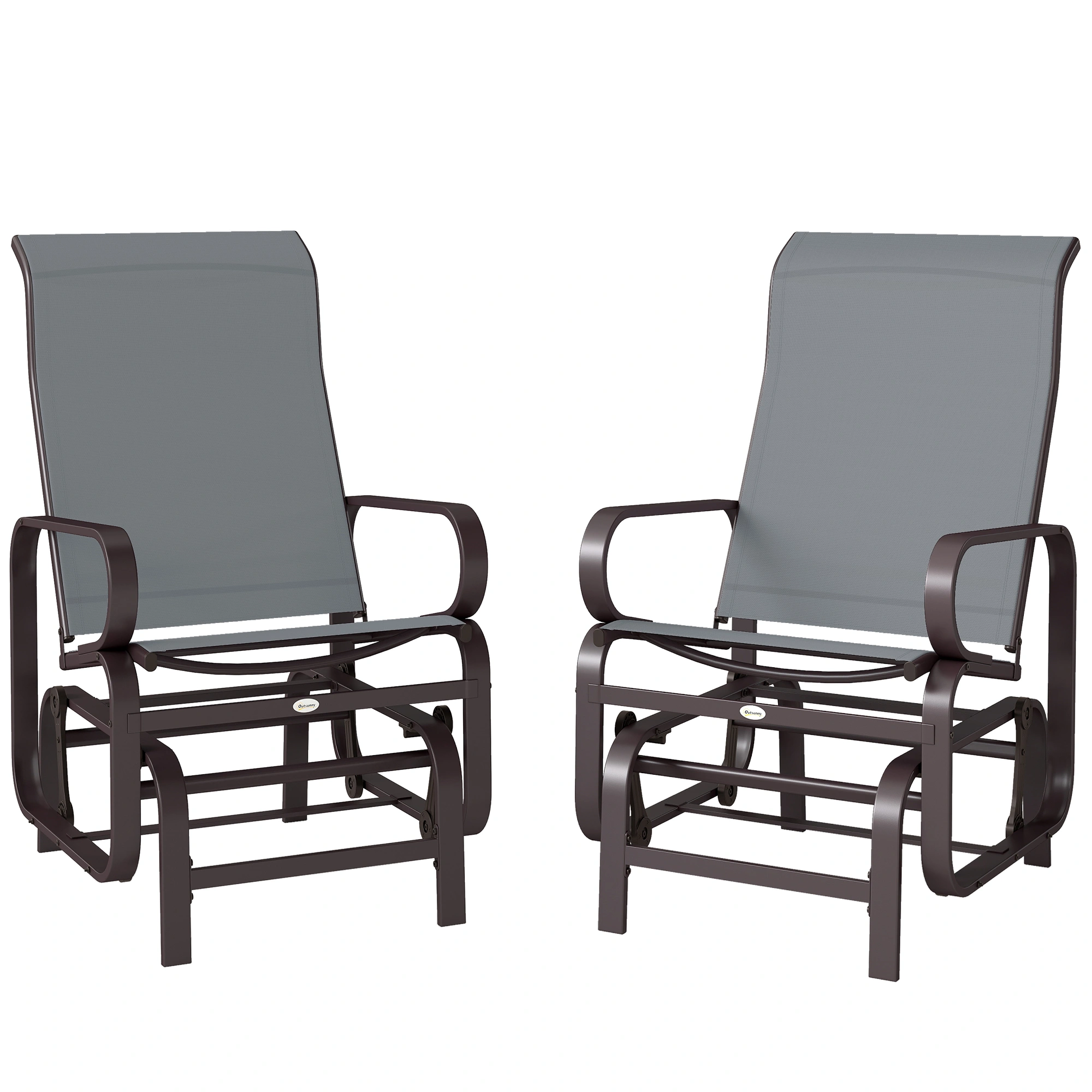 Gliding Lounger Chair Set of 2 Outdoor Patio Rocking Chairs with Cushions view 2