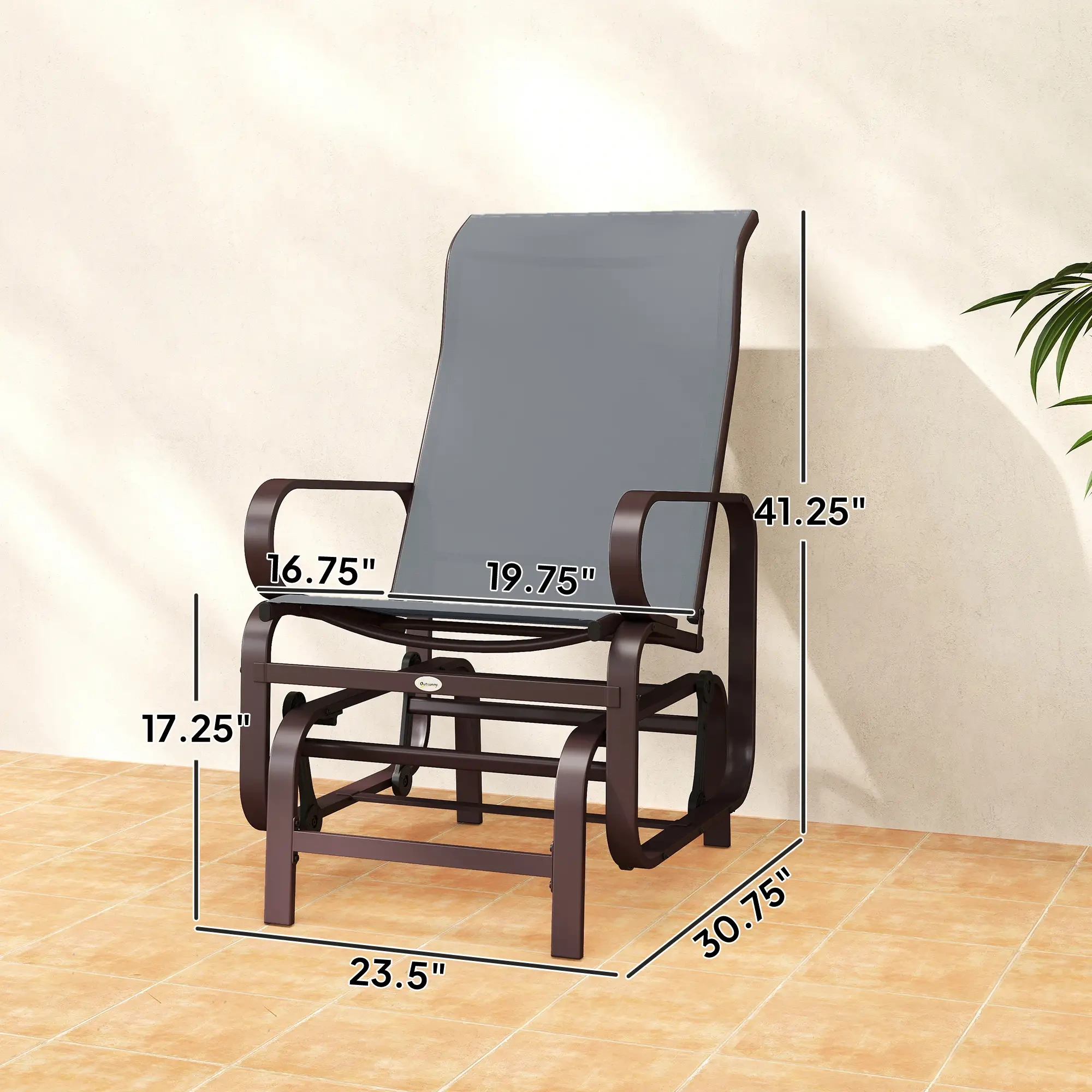 Gliding Lounger Chair Set of 2 Outdoor Patio Rocking Chairs with Cushions view 6