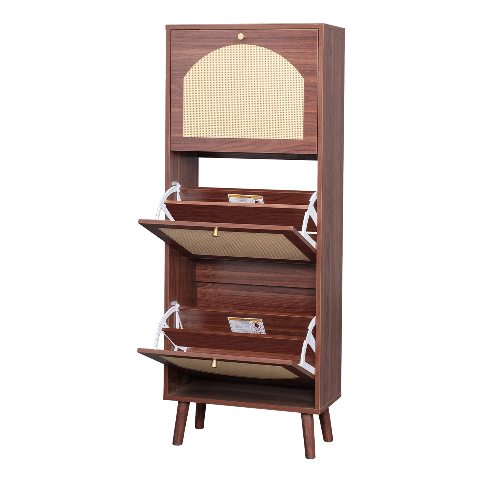Rattan-covered 3-drawer shoe cabinet, particleboard, 54*24*135 cm, brown view 10