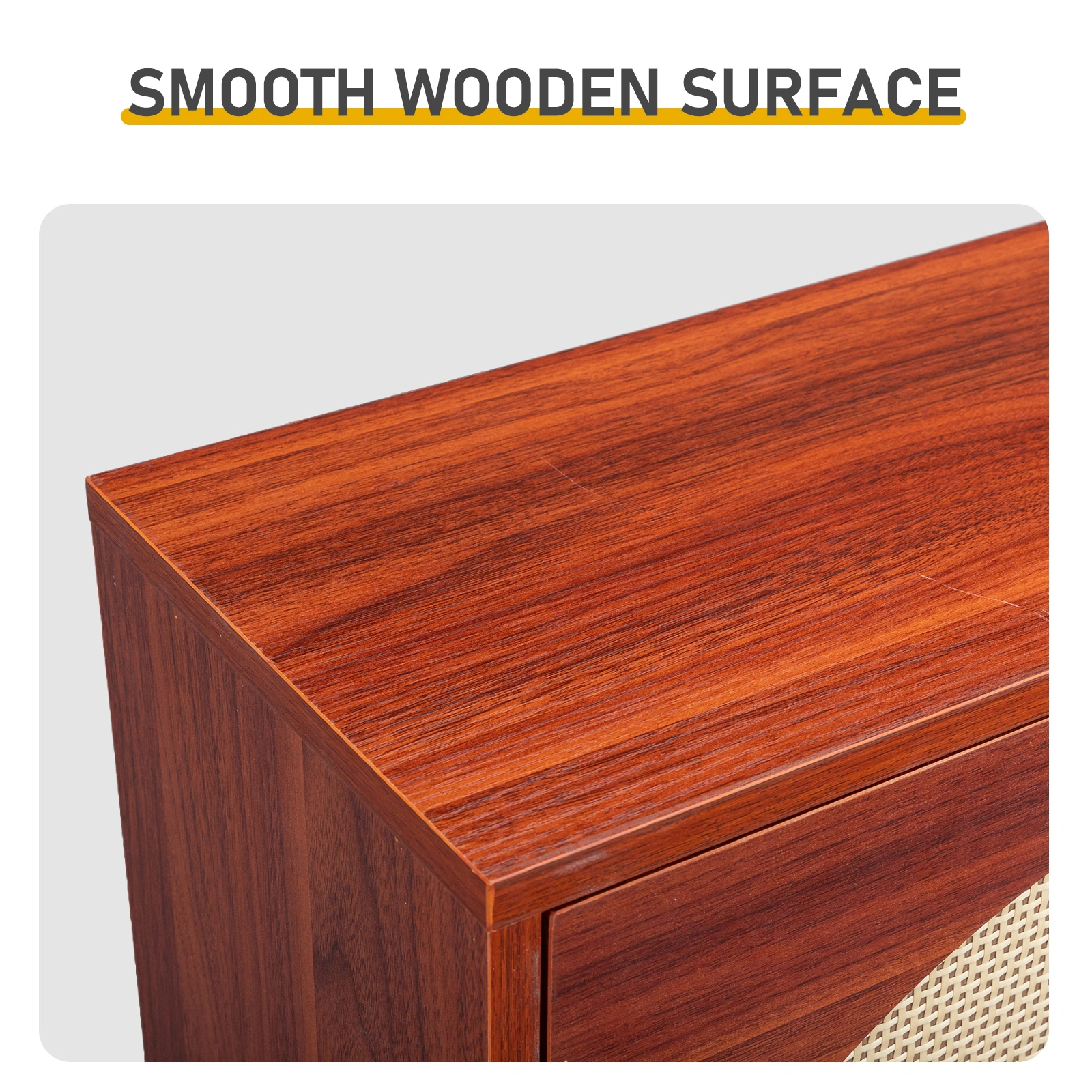 Rattan-covered 3-drawer shoe cabinet, particleboard, 54*24*135 cm, brown view 9