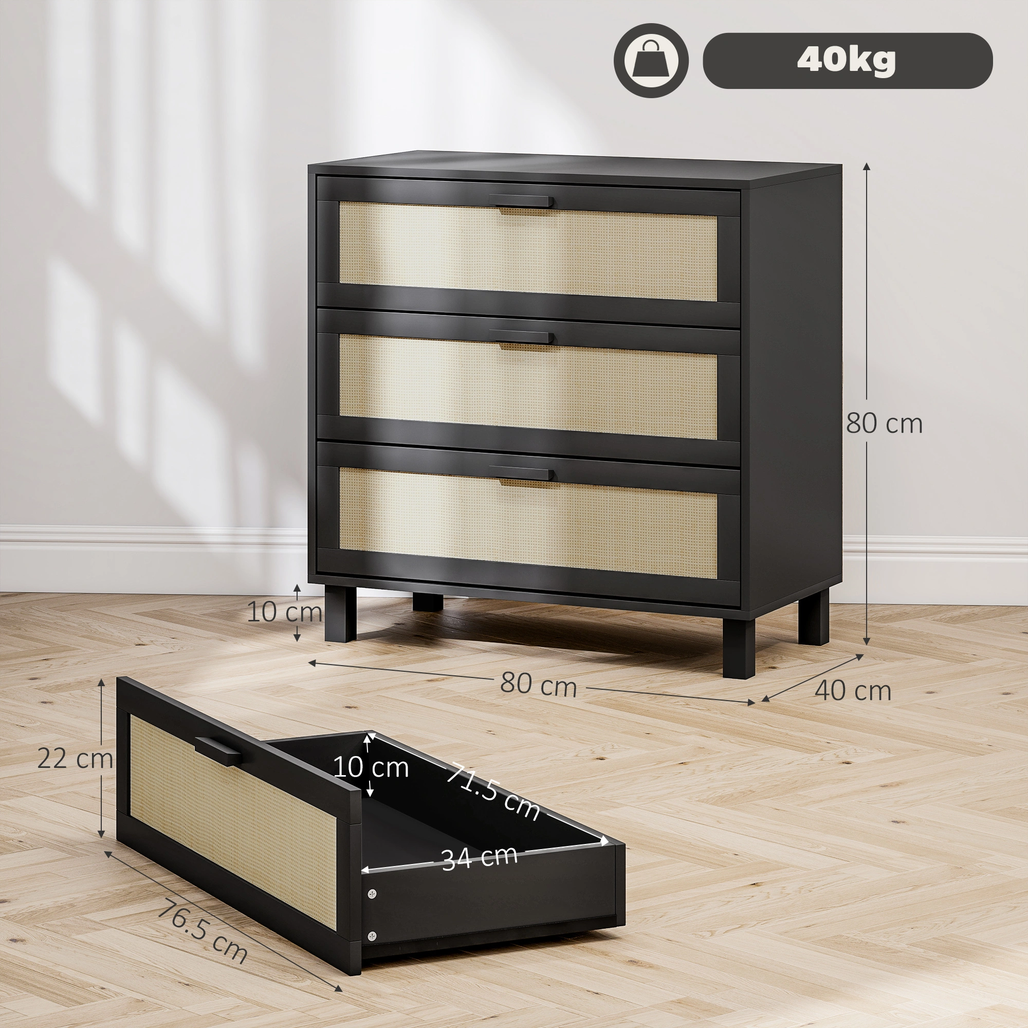 Modern Bedside Table with Storage Drawer, Nightstand with Open Shelf, Bedside Tables for Bedroom, Living Room view 4