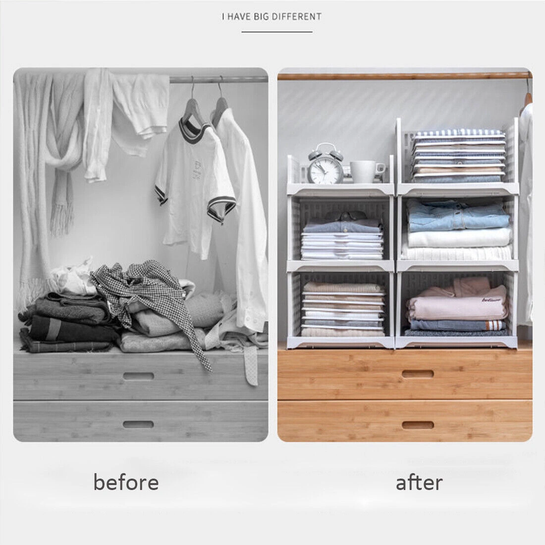 NEW White Stackable Drawer Organizers for Closet - 2-Size Wardrobe Storage Bins view 4