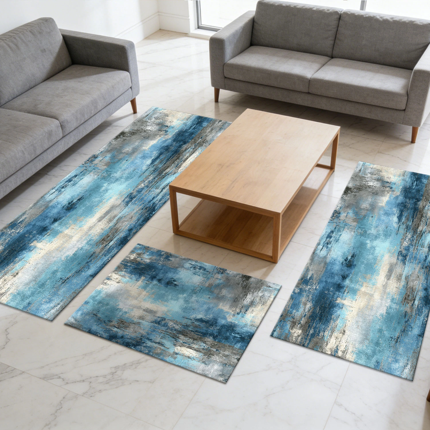 Three-piece kitchen rug set, non-slip and washable, abstract pattern kitchen hallway rug, soft and comfortable, suitable for sinks, floors, entrances, hallways and bathrooms. view 12