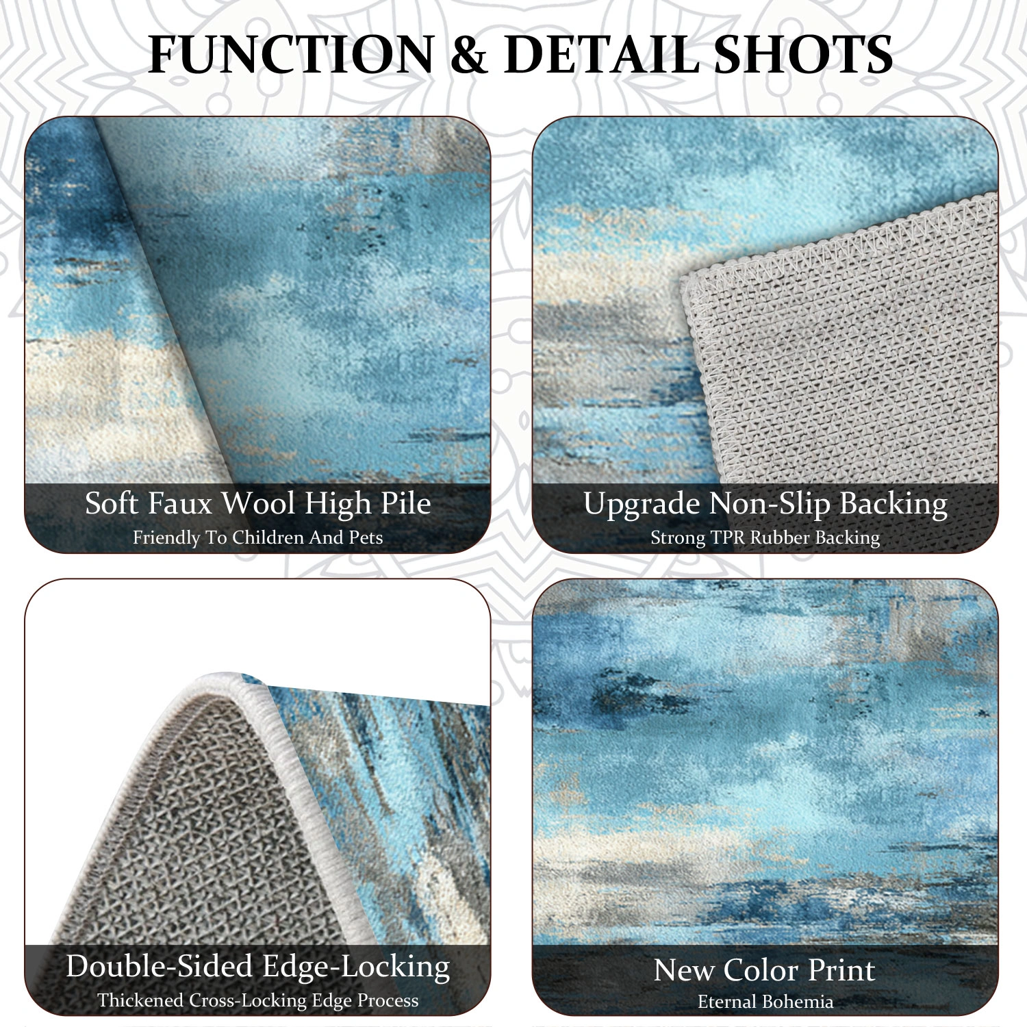 Three-piece kitchen rug set, non-slip and washable, abstract pattern kitchen hallway rug, soft and comfortable, suitable for sinks, floors, entrances, hallways and bathrooms. view 6