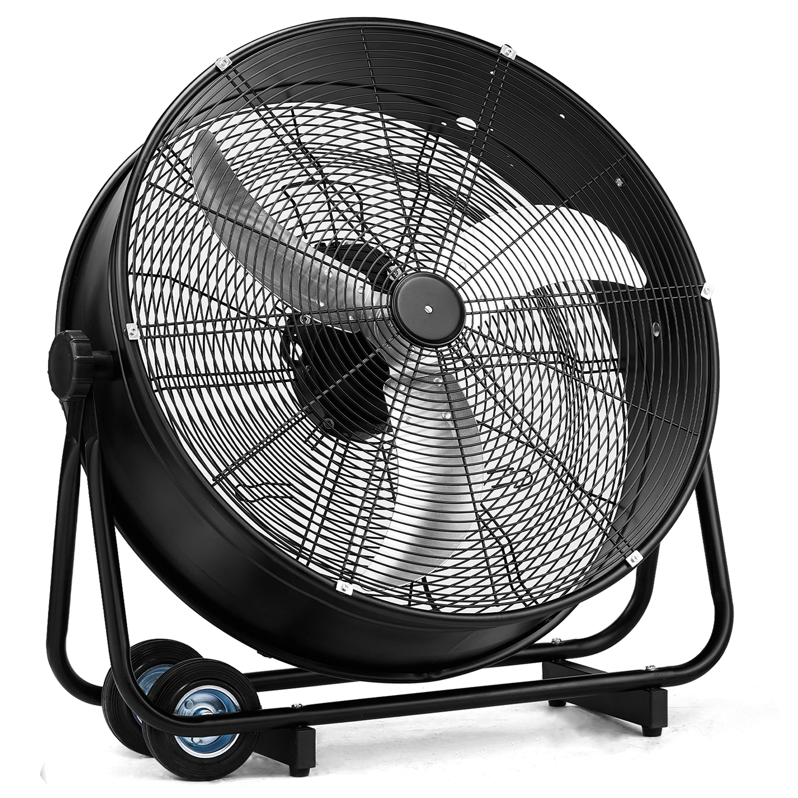 US Standard MLD-30 Industrial Drum Fan, 30 Inch 110V 230W High Velocity Floor Fan, 3 Speed Heavy Duty Black Metal Air Circulator, Adjustable Tilt with Outer Double Wheels, Copper Motor Single Side Support for Warehouse Commercial Use view 3