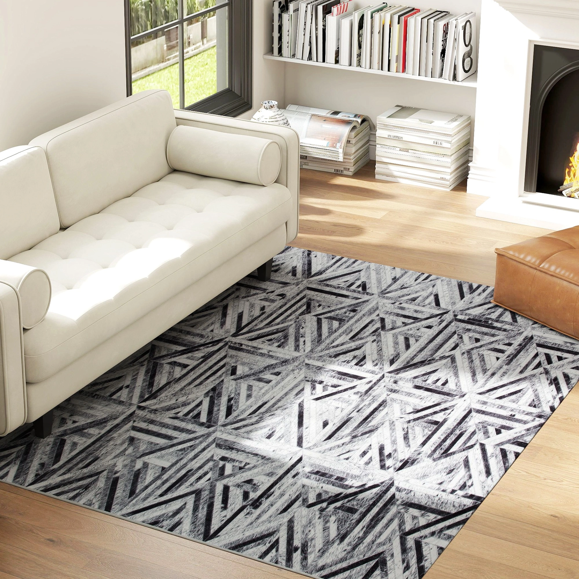 Boho Vintage Area Rug, Soft Low Pile Carpet for Bedroom Living Room Nursery Decor