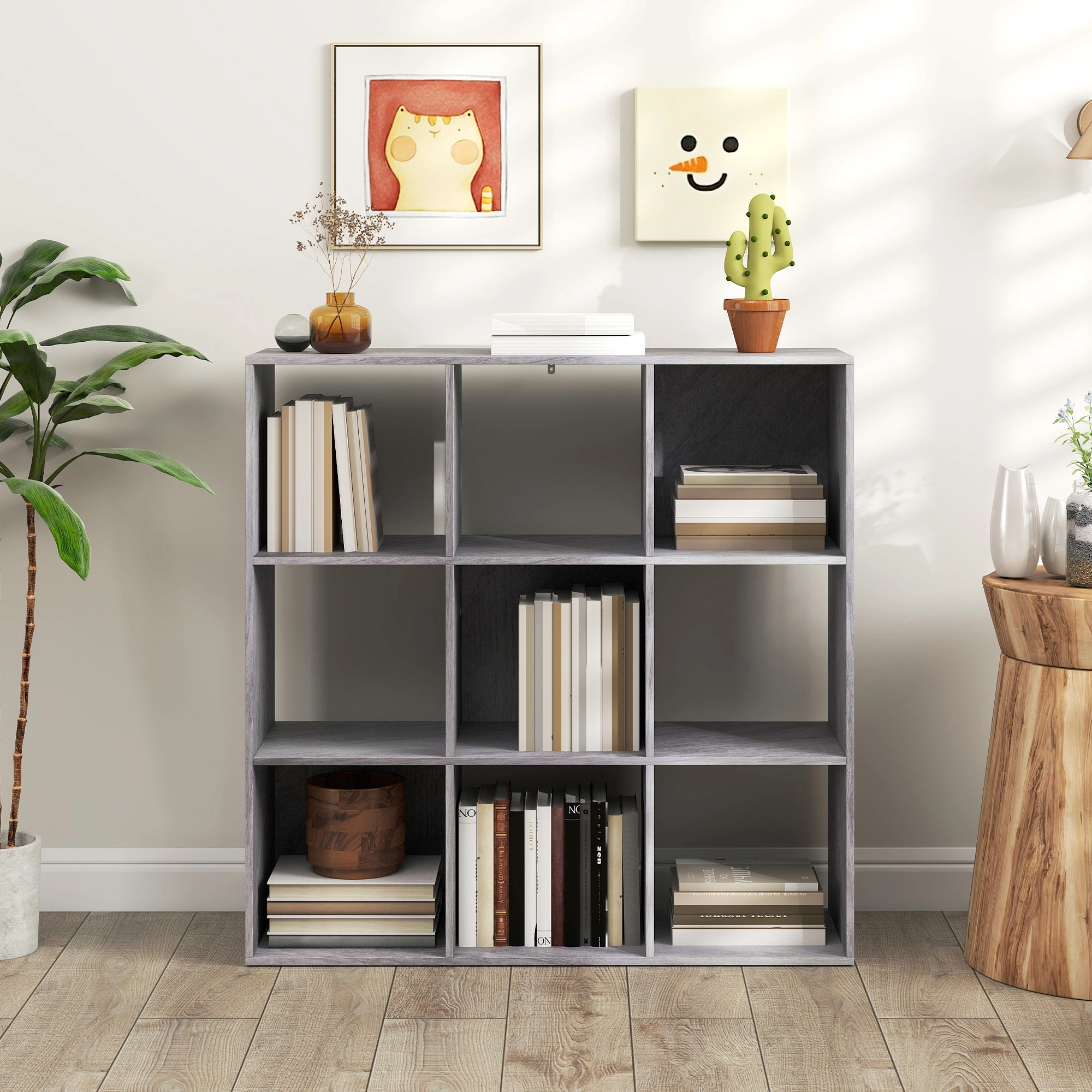 Modern Shelf Bookstorage Cabinet - 3-Door Display Cabinet with Adjustable Shelves for Living Room Bedroom view 2
