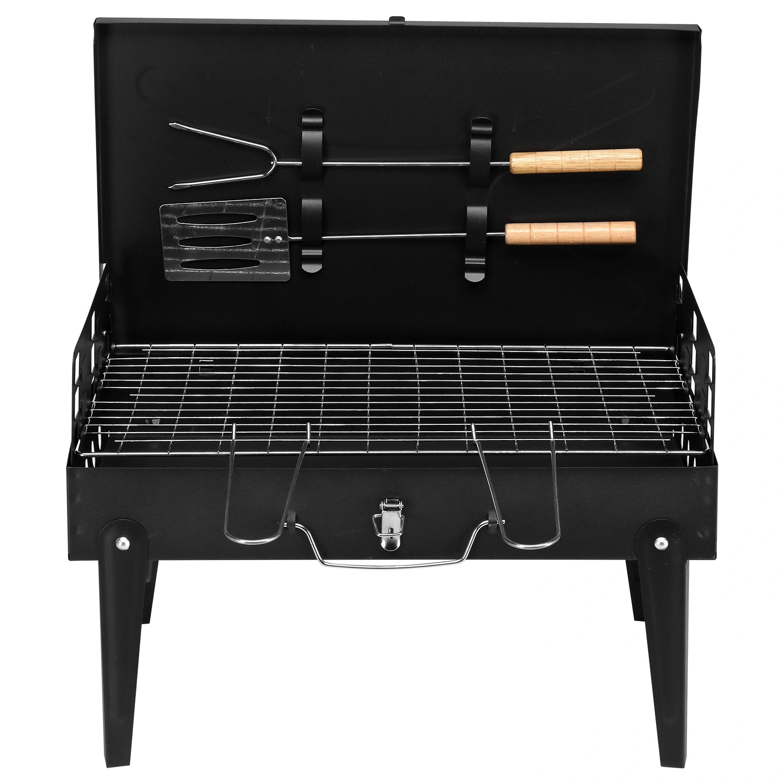 44*27*7cm Portable Square Charcoal Grill Black view 2